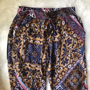 Simply Ravishing Blue Pattern Wide Leg Beach Pants